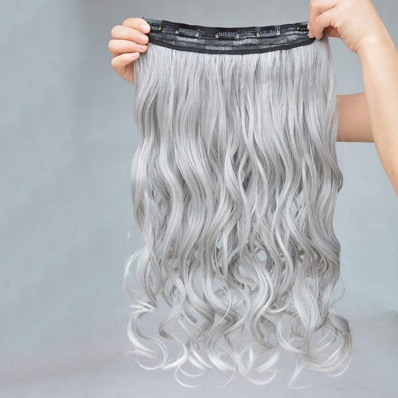 20” Silver Grey 3/4 full head clip ins  …new main image 4